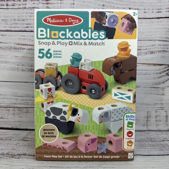 Farm Snap and Play Mix and Match Connectable Wooden Building Blocks Play Set New - Picture 1 of 4